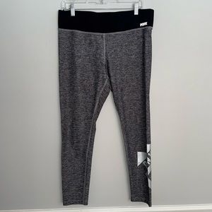 Victoria’s Secret PINK large black gray silver out leggings